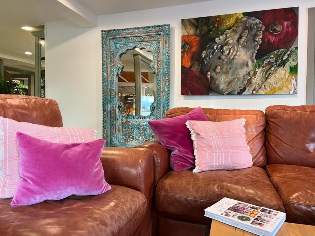 Amelia’s art up on the wall in the coffee bar at last 🎨